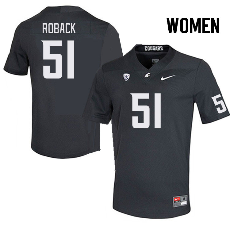Women #51 Joseph Roback Washington State Cougars College Football Jerseys Stitched Sale-Charcoal